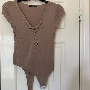 Tan Criss Cross Bodysuit